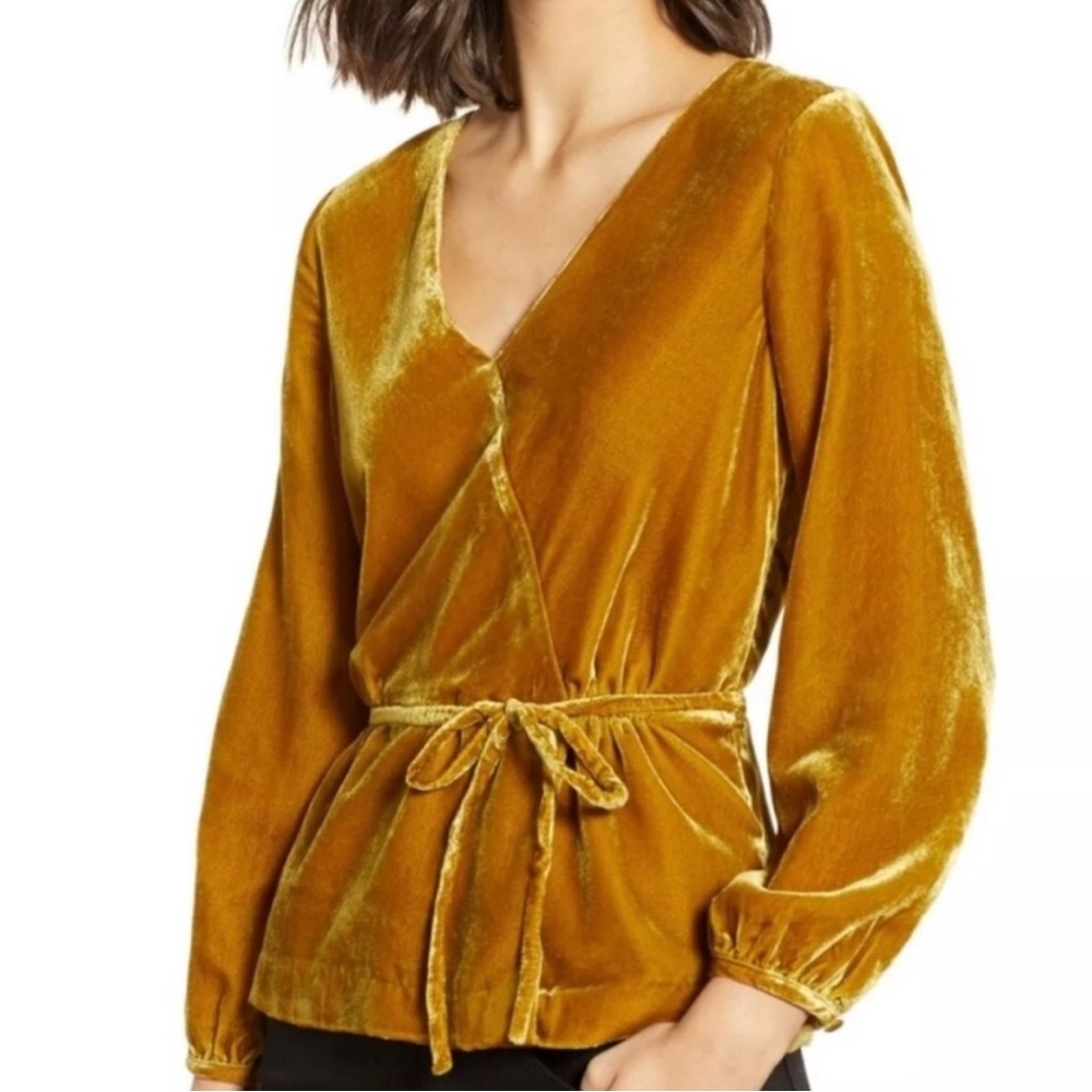 J. Crew Velvet Blouse in Dijon Yellow
